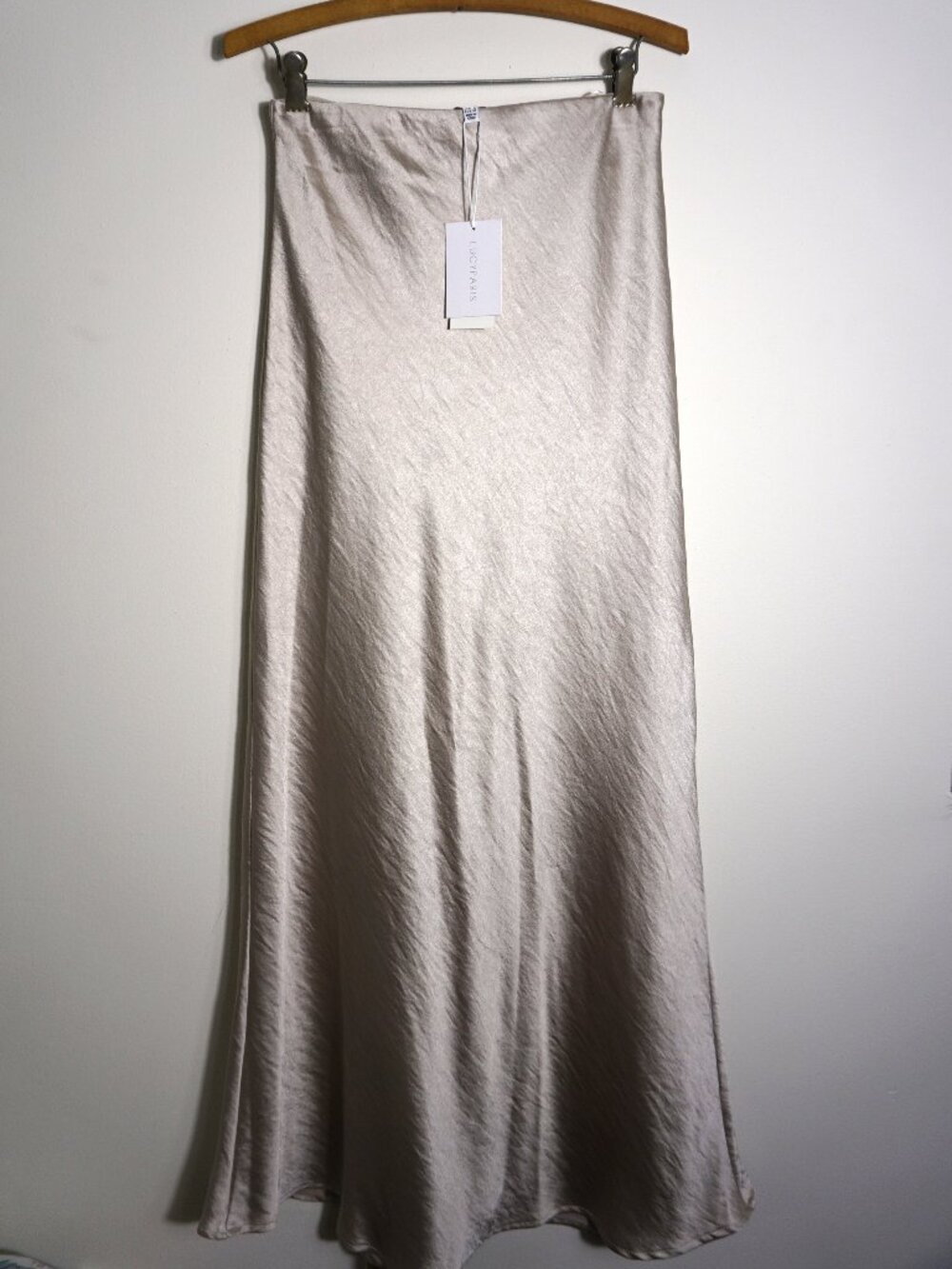 NWT Slip Satin Maxi Champagne skirt, maxi, Lucy paris, small